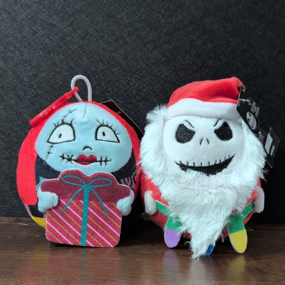 Disney The Nightmare Before Christmas Plush Bag Clips Jack And Sally Charms